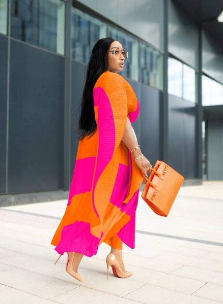 One Shoulder Orange and Purple Skirt Set - Image 3