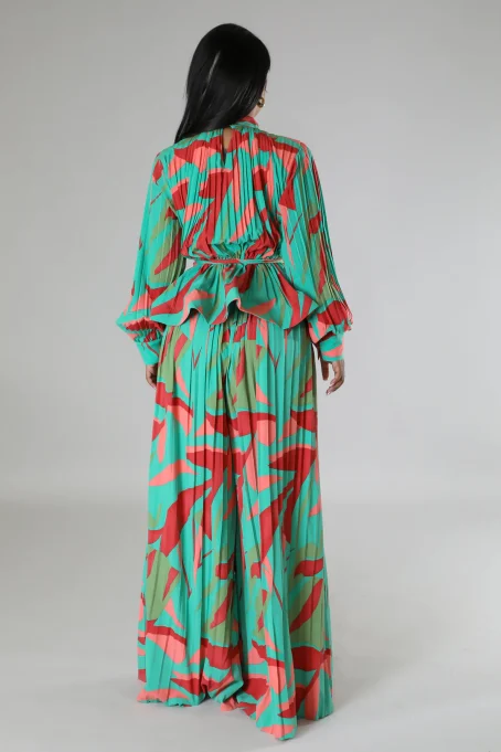 Two Piece Long Sleeve and Palazzo Pant Set - Image 3