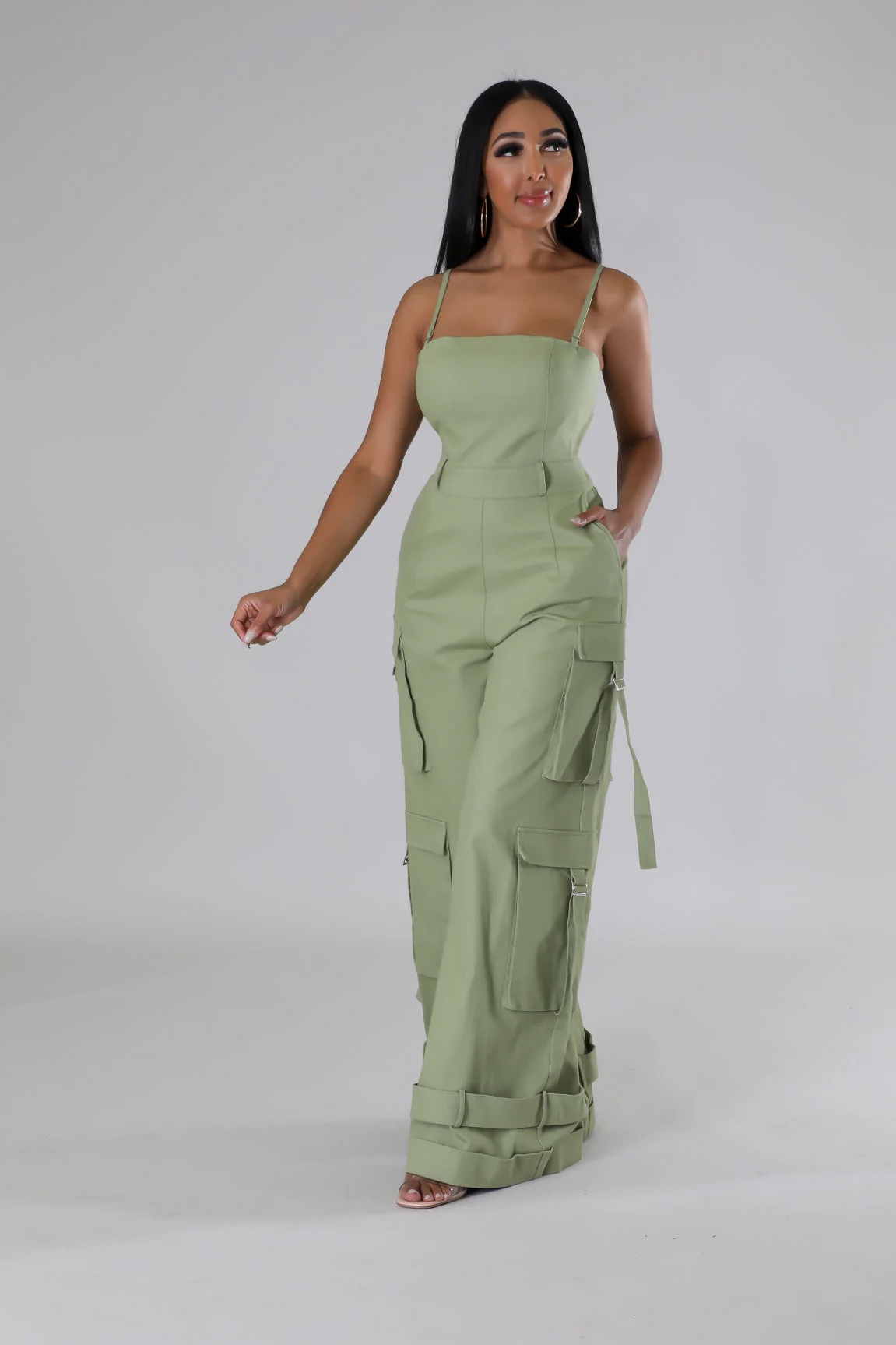 green cargo jumpsuit