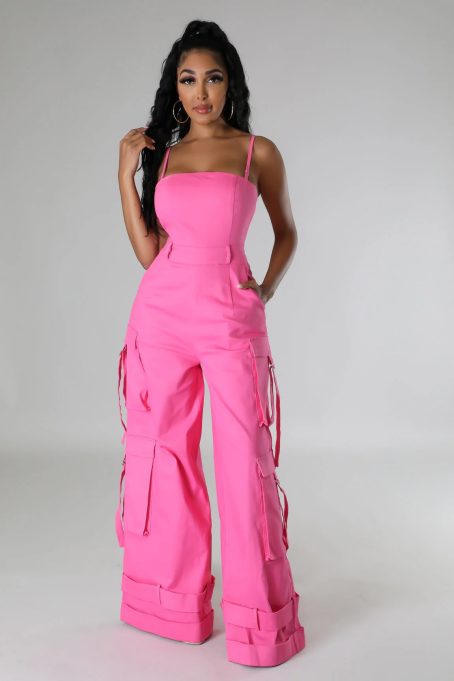 Pink Cargo Wide Leg Jumpsuit - Image 5