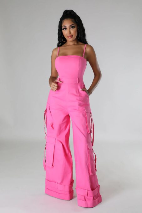 Pink Cargo Wide Leg Jumpsuit - Image 4