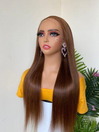 26” Brown Straight Genuine Lace Front Wig