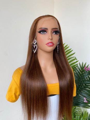 26” Brown Straight Genuine Lace Front Wig