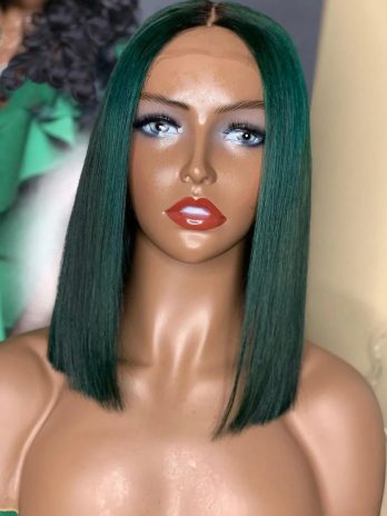 12” Green Straight Lace Closure Wig