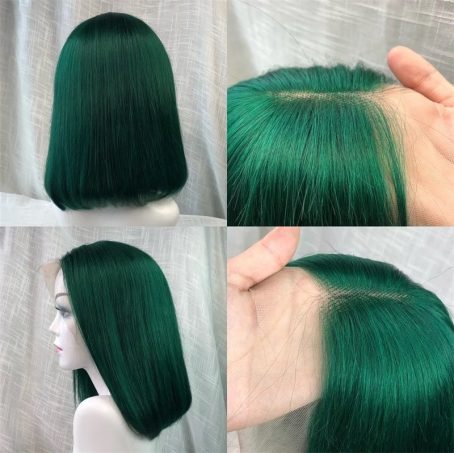 12” Green Straight Lace Closure Wig