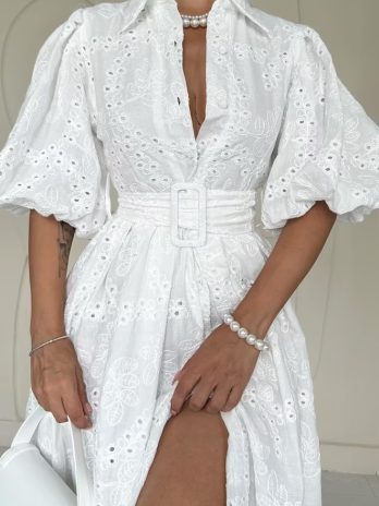 Balloon Sleeve Lace Dress