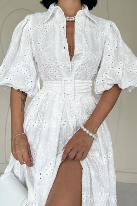 Balloon Sleeve Lace Dress