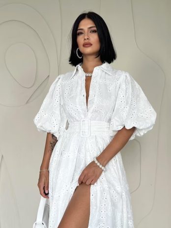 Balloon Sleeve Lace Dress