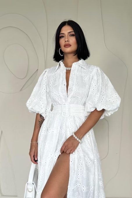 Balloon Sleeve Lace Dress - Image 2