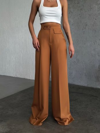 Camel Palazzo Detailed Trouser